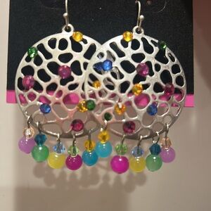 Laser Cut Modern Circle with Crystals Earrings-Boutique